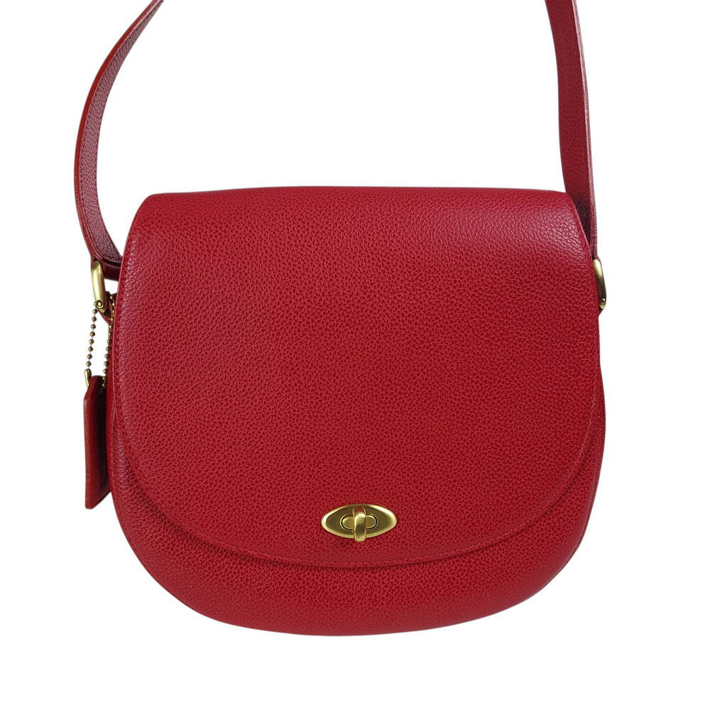 COACH 4401 Madison Carlysle Crossbody Saddle Bag Red Leather Vintage 90s Italy - Picture 2 of 13